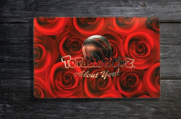 2 part gift box with red roses printed on it, Totally Nutz logo printed on top in gold